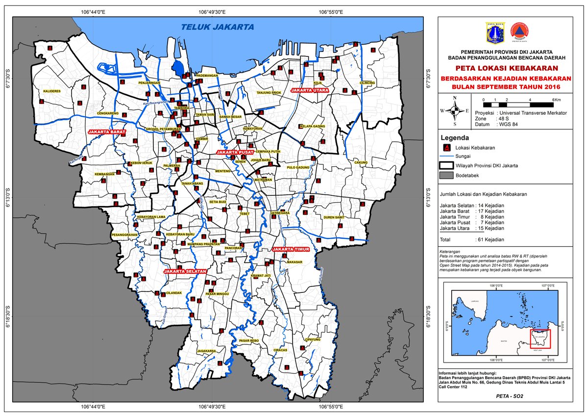 PETA WILAYAH KEBAKARAN JAKARTA
Berdasarkan Laporan Kejadian #Kebakaran selama Bulan September 2016
