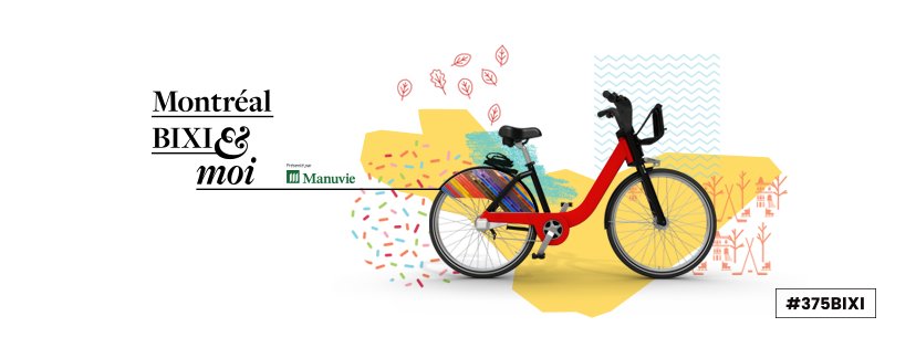 BIXI et <a href="/ManuvieCA/">Manuvie</a> invitent le public à personnaliser #375BIXI pour le @375Mtl en cette fin de saison. Communiqué bit.ly/375bixicommuni…