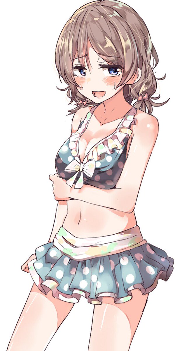 競泳水着以外の水着に慣れてない曜ちゃん可愛くないですか絵
2枚目は眼鏡差分 おさげ曜ちゃんはいいぞ。 