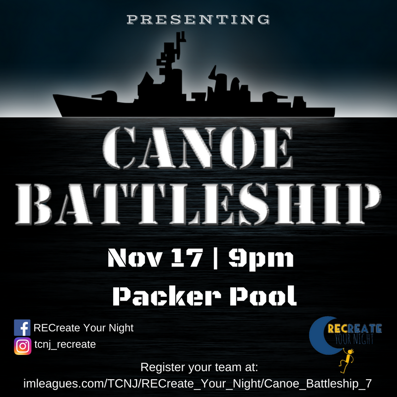 tcnjrecwell's tweet photo. Canoe Battleship is this Thursday! Make sure you register today #RECreateyournight https://t.co/4UHAFw4mCf