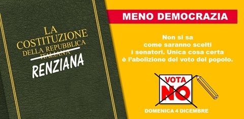 Al #Referendum diciamo NO alla riforma #RenziBoschi che consegna a un solo uomo e a un solo partito l'Italia e gli italiani! #IOVOTONO!