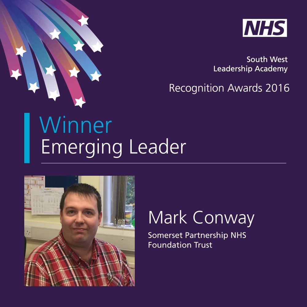NHS_SWLA's tweet photo. Winner of the Emerging Leader Award 2016 - MARK CONWAY from @SomParNHS #SWLA16 https://t.co/91PT6prf3q