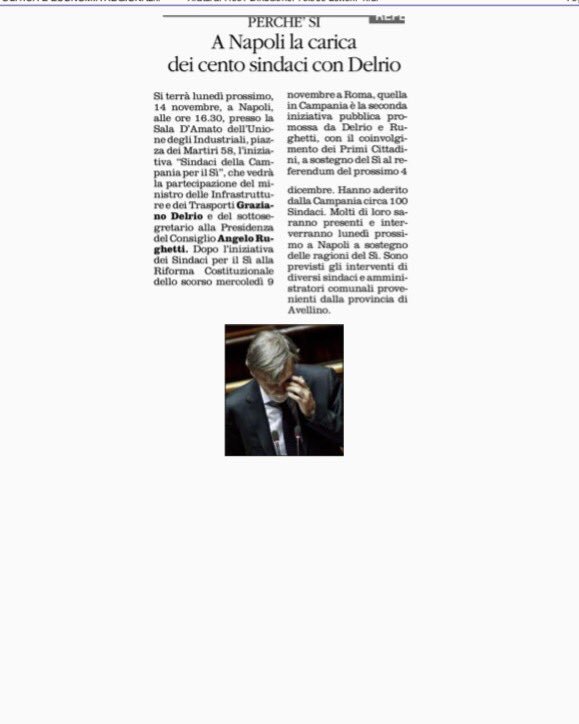 “Sindaci della Campania per il Sì" tra poco, 16.30, Napoli piazza dei Martiri 58 con <a href="/graziano_delrio/">Graziano Delrio</a> <a href="/bastaunsi/">Alfred Hargett</a> #Referendum