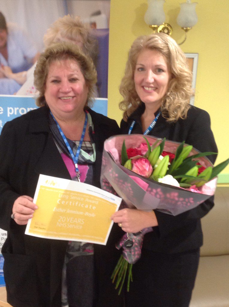 Congratulations Esther on 20 wonderful years in the NHS, well done and thanks for all your hard work and support