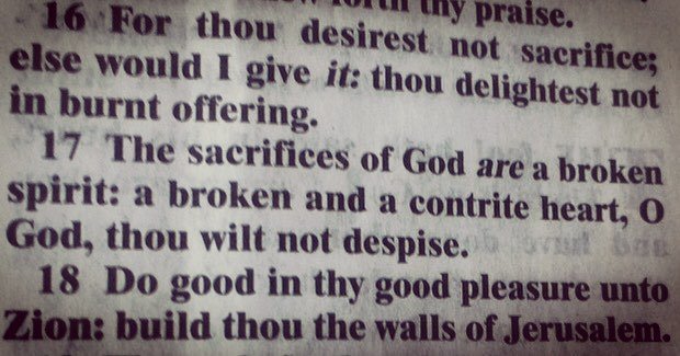 CoachBill007's tweet photo. Psalm 51:16-19
What God wants..
#WordOfGod #HolyBible kjv #spiritonfire #allin #PsalmsOfDa… https://t.co/y1Jk922odP https://t.co/6XxKWKGsgo