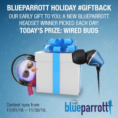 _BlueParrott's tweet photo. Make sure you enter to win our VXi Wired Buds in today's Holiday #GiftBack. “Like” for 1 entry and “RT” for 2! https://t.co/pb3OT6dBZw https://t.co/BTUmOhskuA