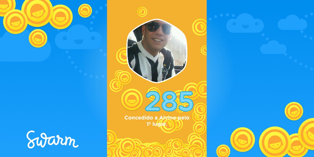 Acabo de receber 285 moedas de bônus por ter chegado em 1º lugar no placar do Swarm <a href="/swarmapp/">Swarm by Foursquare</a>