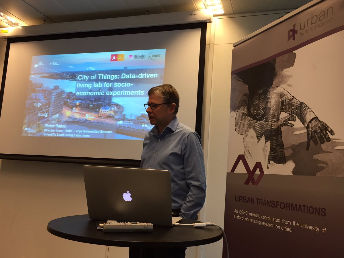 UTconnect's tweet photo. City of Things: Data-driven #livinglab socioeconomic #experiments by @PieterBallon at #unpluggingdata #smartcities https://t.co/b8LGN0x0gh