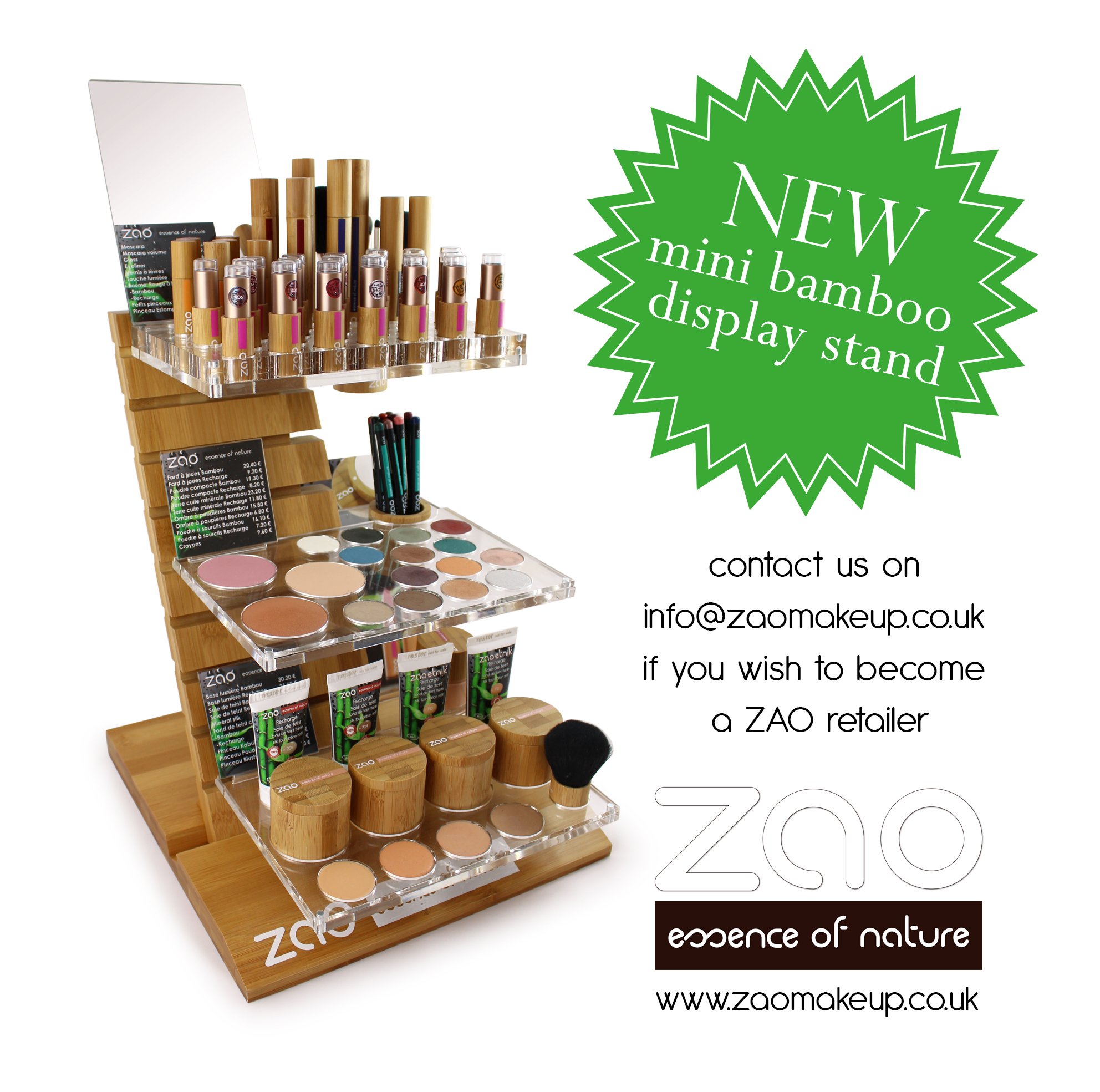 New Zao Mini Bamboo Display Stand - Organic Makeup Uk New Zao Mini Bamboo Display Stand - Organic Makeup Uk
