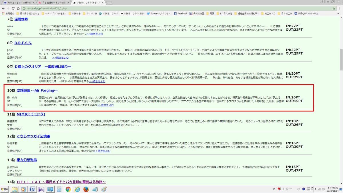 ট ইট র 榊柊介 カクヨム 皆さん こんにちは 榊柊介です 実はですね 拙作 空気鍛造 Air Forging は なろう勝手に ランキングにて ジャンル別10位 と 総合387位 を取りました ご投票 ご一読してくださった方々 本当にありがとうござい