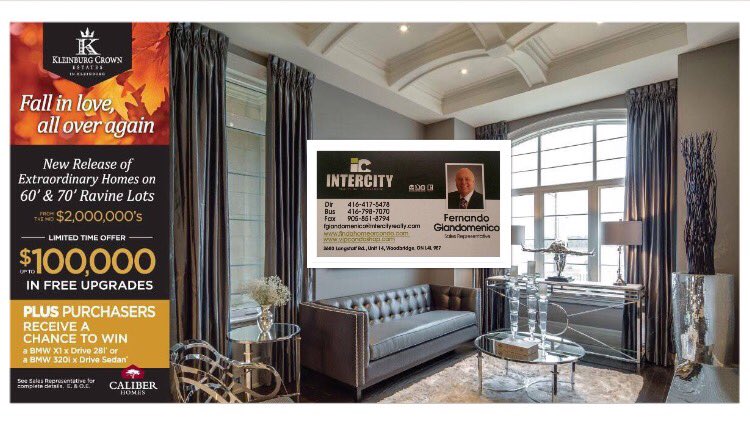 TheFernGTeam's tweet photo. Caliber Home’s Kleinburg Crown Estates. Contact us for priority information and purchasing opportunities. #IntercityRealty #Fernando https://t.co/r2fNqC2dtW