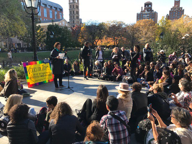 themarginalian's tweet photo. Astonishing turnout to #VersesForHope yesterday—150+ people, thousands online—proving how needed poetry is. Consider doing one in your city! https://t.co/AdH7L4Iycp