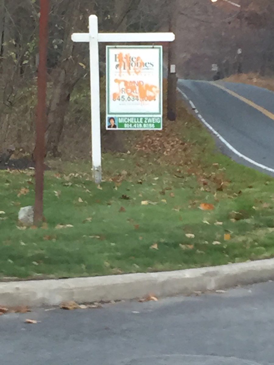 AronWieder's tweet photo. This morning decent people woke up to the horrendous act of bigotry (not the first) in New City of Clarkstown. We condemn it, plain &amp; simple https://t.co/2k3Gk47xZS
