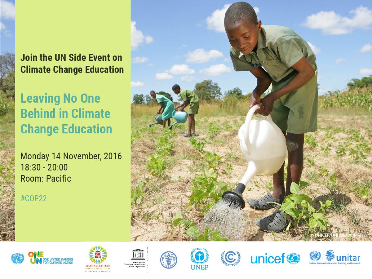 uncclearn's tweet photo. Started now: #LeaveNoOneBehind in #ClimateChange #Education - Watch the live stream here: https://t.co/LjG9foIjwC #COP22 @UNITAR @UNFCCC https://t.co/l9moIRjG0X
