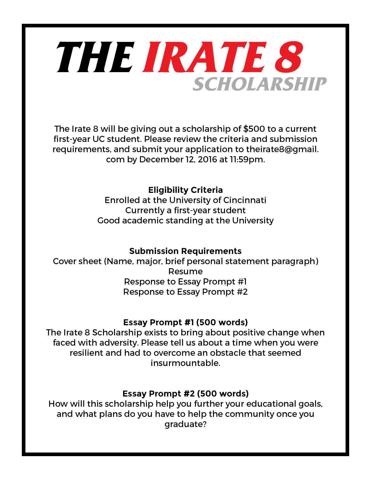 Examples Of A Proposal Essay The Irate Eight On Twitter The Irate Will Be Giving Out A Scholarship Apply By To Be Considered Theirate Httpstcowmoyapnp English Class Reflection Essay also Graduating From High School Essay The Irate Eight On Twitter The Irate Will Be Giving Out A Example Thesis Statements For Essays