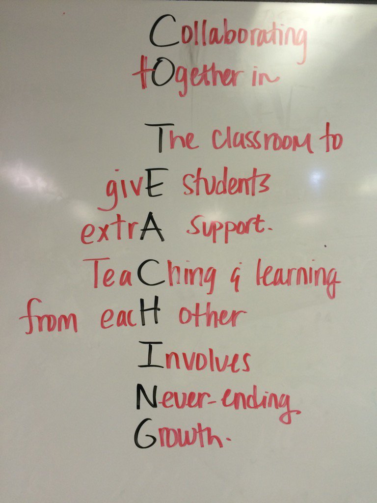 A lovely acrostic poem by Paige Schoen and Mrs. White! Made my day! Very Proud. #gocrickets #coteach #inclusion