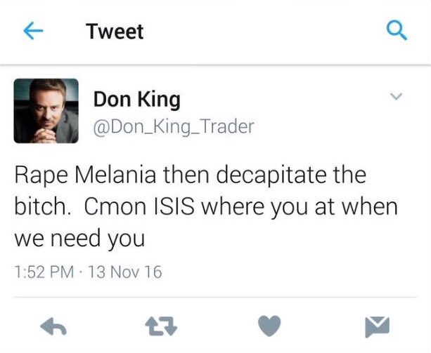 BNPParibas employee tweet he wants to rape and decapitate Melania