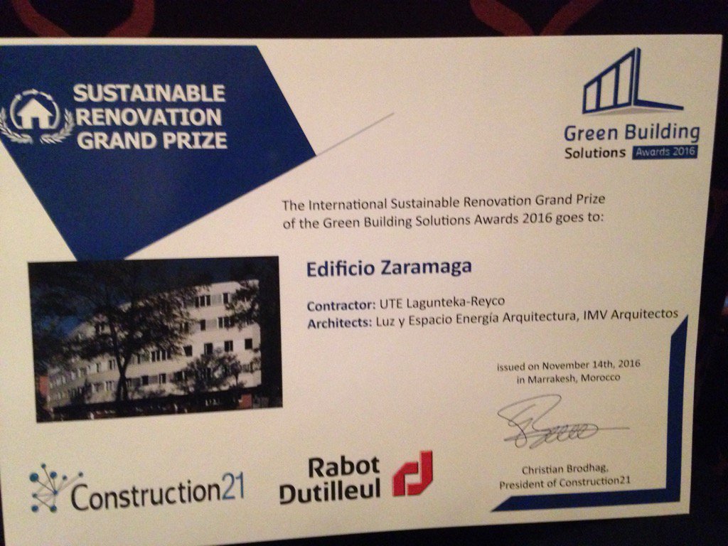 ramonruizcuevas's tweet photo. Gran Premio  internacional de rehabilitación sostenible para Zaramaga https://t.co/2ubpmyZldY