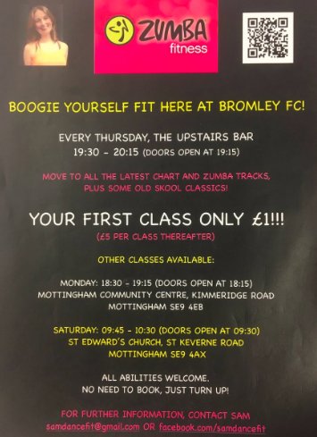 bromleyfcevents's tweet photo. Excited to be hosting Zumba fitness classes with Sam, every Thursday! £1 first session! Come on down! BR2 9EF #BeckBromFL RT https://t.co/asN1LNyRe7
