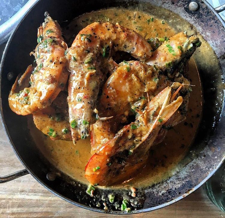 The glory of Shrimp a la Plancha captured by <a href="/ashagomez/">Asha Gomez</a> #theoptimistatl #shrimp #alaplancha
