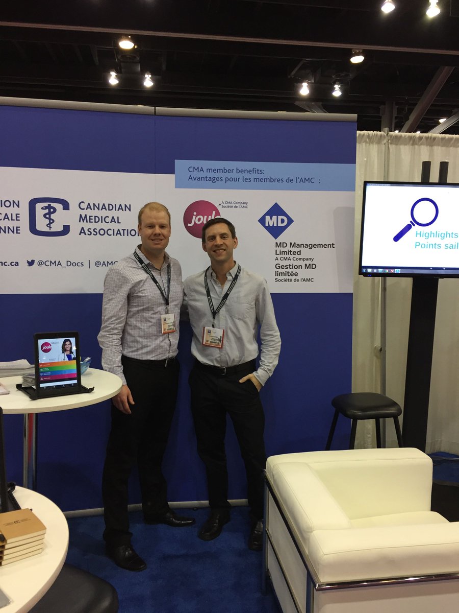 CMA_Docs's tweet photo. Joule Innovation grant recipient Dr. Kavanagh stopped by the CMA/Joule/MD booth #FMF2016. Great to see you @dougkavanagh! https://t.co/0qsrOPdCrj