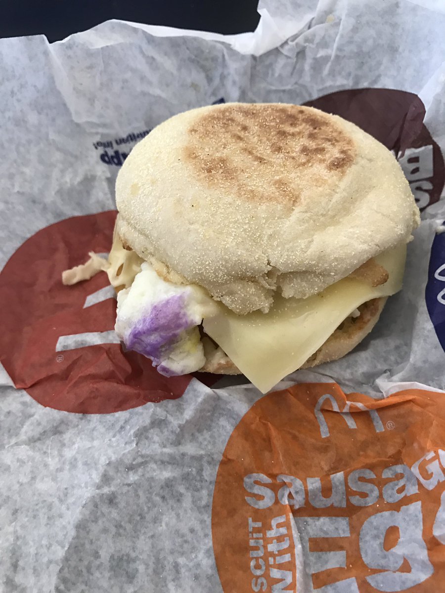 BullStitchBlog's tweet photo. @McDonalds this is gross. Ruined my day. Why are my eggs purple #store34317 #gross #pleasefix https://t.co/QpGEy4nWyN