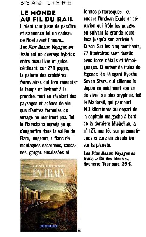 rmtourisme's tweet photo. @lefigaro parle du livre Les plus beaux voyages en #train #guidebleu #hachette.
Merci @BenedicteMenu :-) https://t.co/x0uEVxRcPy