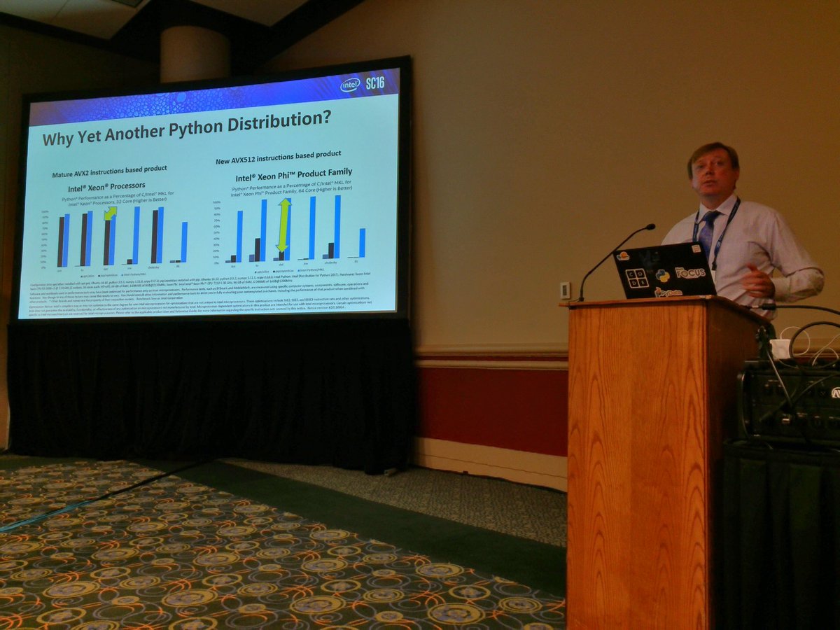 PythonHPC's tweet image. Intel builds a #Python distribution targeting at efficiency and parallelism based many existing tools. Sergey Maidanov at #PyHPC #SC16