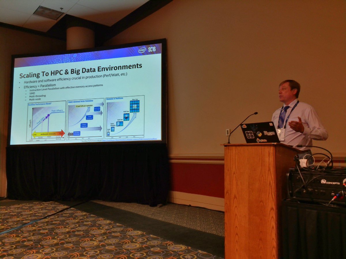 PythonHPC's tweet image. Intel builds a #Python distribution targeting at efficiency and parallelism based many existing tools. Sergey Maidanov at #PyHPC #SC16