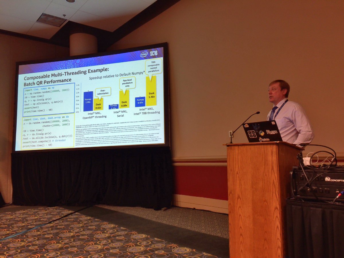 PythonHPC's tweet image. Improved multi-threading performance with @Intel TBB and #Dask. Sergey Maidanov at #PyHPC #SC16 #Python