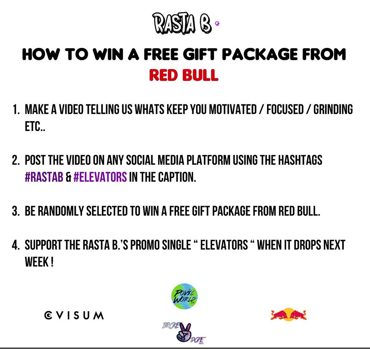 carpenika's tweet photo. You could win a free gift package from @redbull by supporting @RastaB's new visuals "Elevators"! https://t.co/EIWC1FSTfq