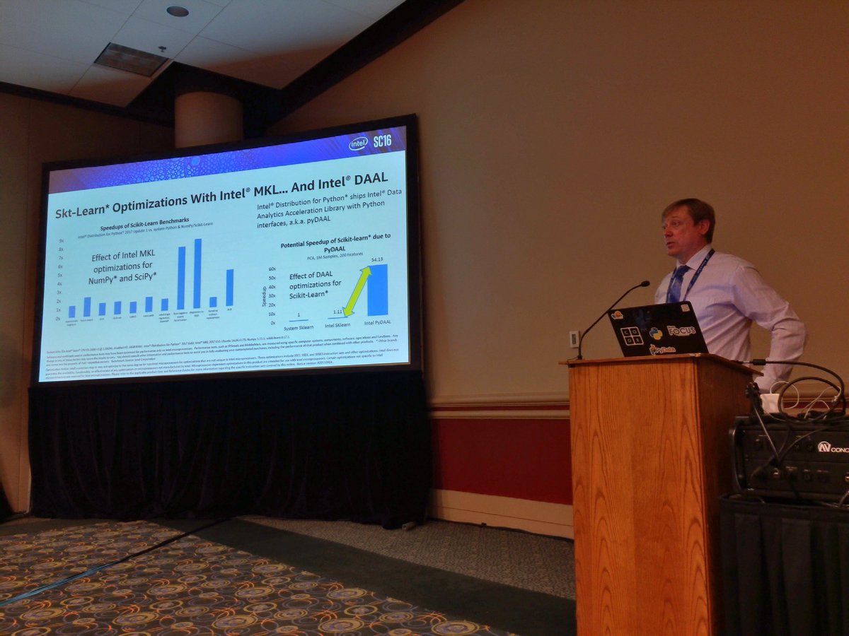 PythonHPC's tweet image. Higher performance of #MachineLearning and #DataAnalytics with @Intel DAAL. Sergey Maidanov at #PyHPC #SC16 #DataScience #Python