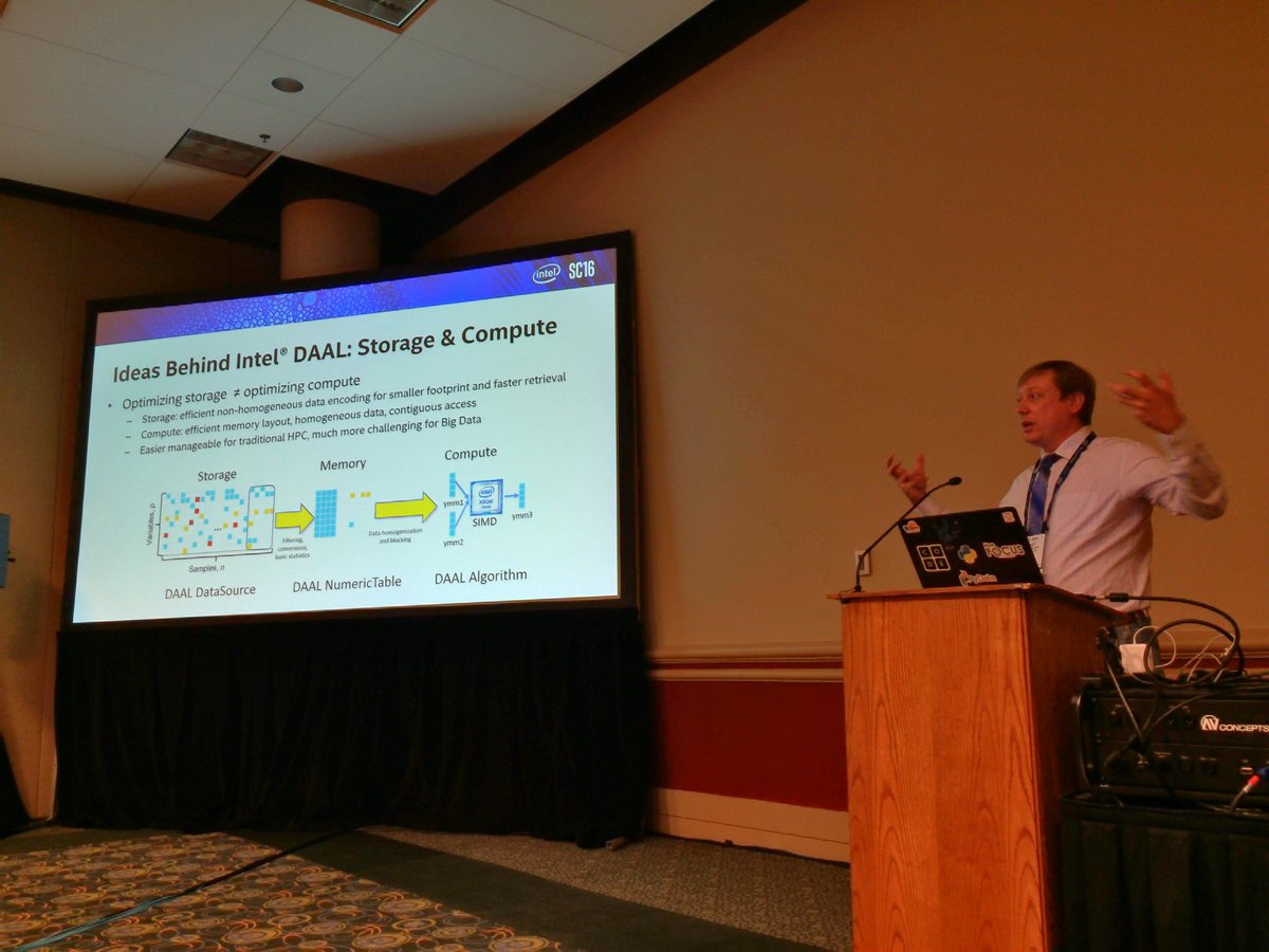 PythonHPC's tweet image. Higher performance of #MachineLearning and #DataAnalytics with @Intel DAAL. Sergey Maidanov at #PyHPC #SC16 #DataScience #Python