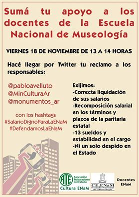 ATMuseos's tweet photo. #SalariodignoparalaEnam @pabloavelluto @MinCulturaAr @monumentos_ar @TeresaAnchorena #DefendamoslaEnam https://t.co/60uZz3B2Z4
