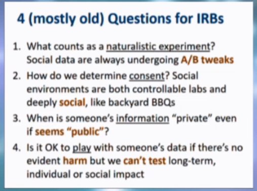 primrconnect's tweet image. So much food for thought here: 1976 Middlemist studies vs Facebook contagion study - 4 questions for #IRBs. @marylgray #AER16