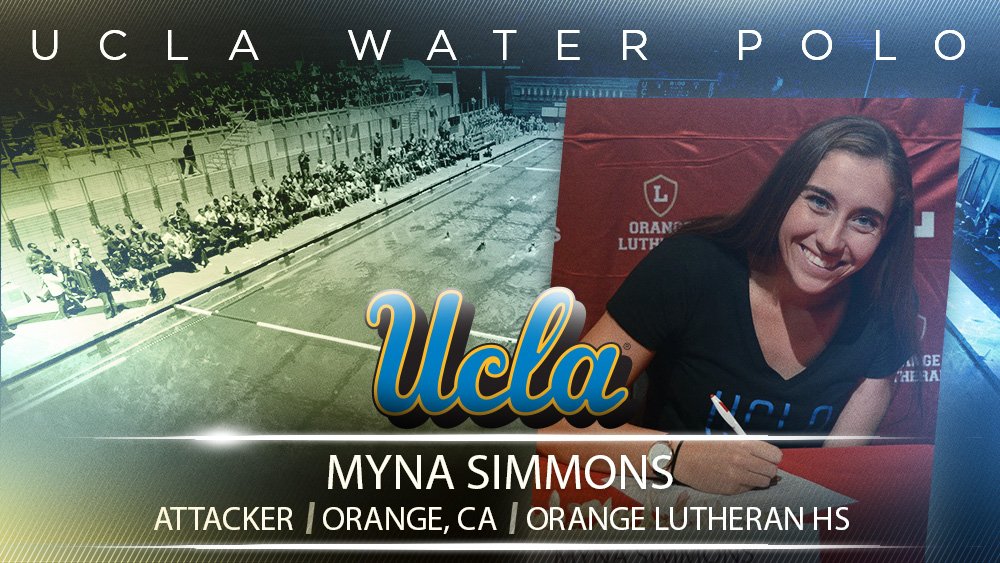 UCLAWaterPolo's tweet photo. Women's water polo inks Myna Simmons! Welcome to the Bruin family!

#UCLASigningDay #GoBruins #ImABruin https://t.co/zeaNjOHkMf