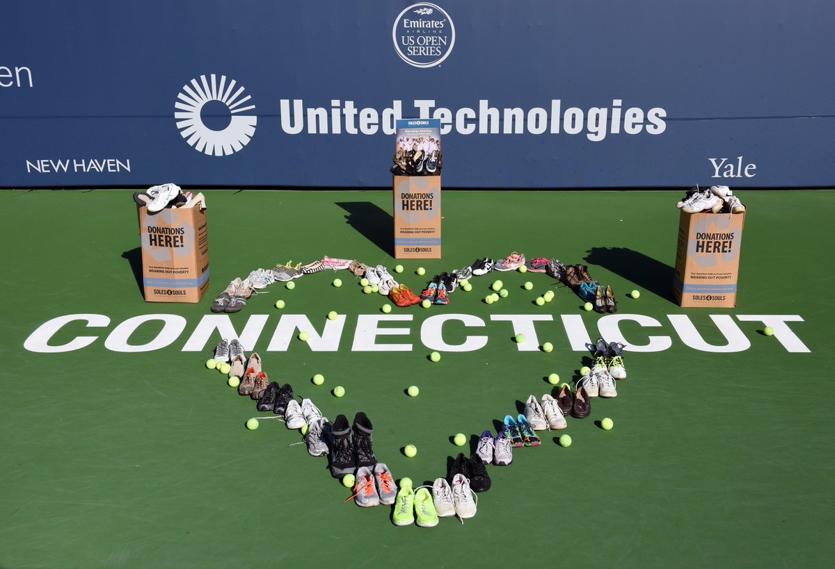 connecticutopen's tweet photo. Thanks to our fans, players &amp; partners for helping to donate 550 pounds of shoes to @Soles4Souls! https://t.co/giGkJFXCFY https://t.co/D8lNUFU3fB