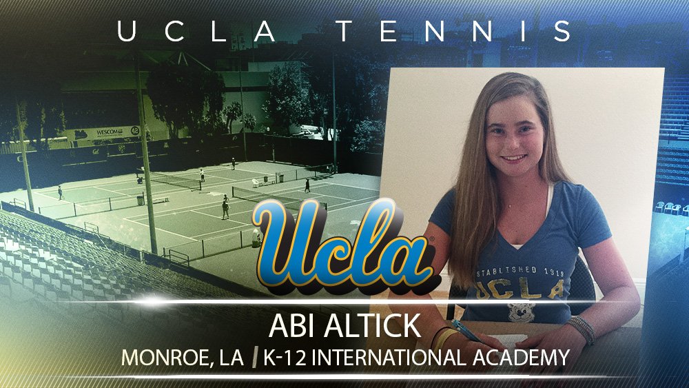 uclawtennis's tweet photo. Bruins ink Abi Altick for next season!! 

#UCLASigningDay #ImABruin #GoBruins @USCollegeTennis https://t.co/9iCvt0cpbJ