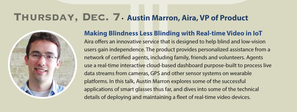 CalPlug's tweet image. Join us at Calit2 on Thursday, December 7th for a lecture on IoT given by Austin Marron, VP of Product for Aira #IoT #Calit2 #Calplug #Aira