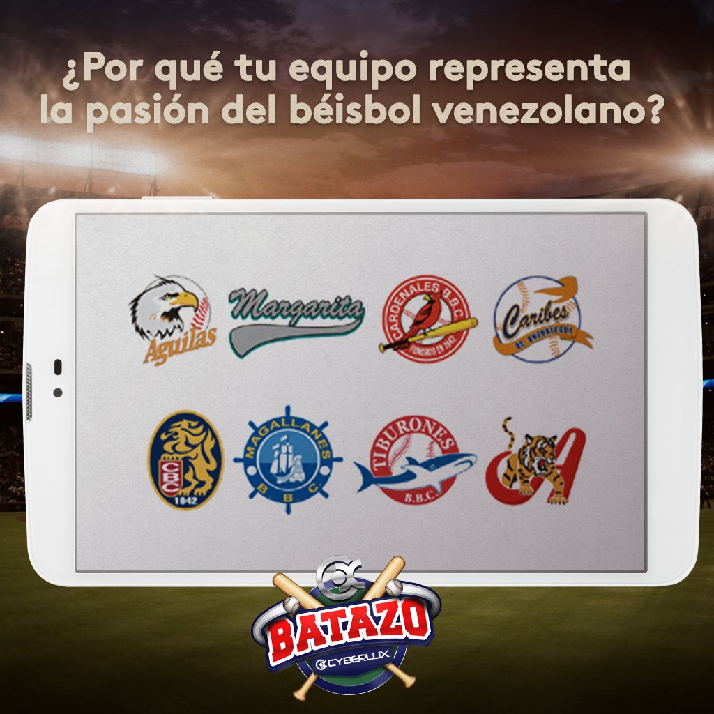 CyberluxDeVzla's tweet photo. ¡Síguenos! Haz RT a este tweet y dinos con la etiqueta #BatazoCyberlux ¿por qué tu equipo representa la pasión del béisbol venezolano? https://t.co/EI8QsKRxOX