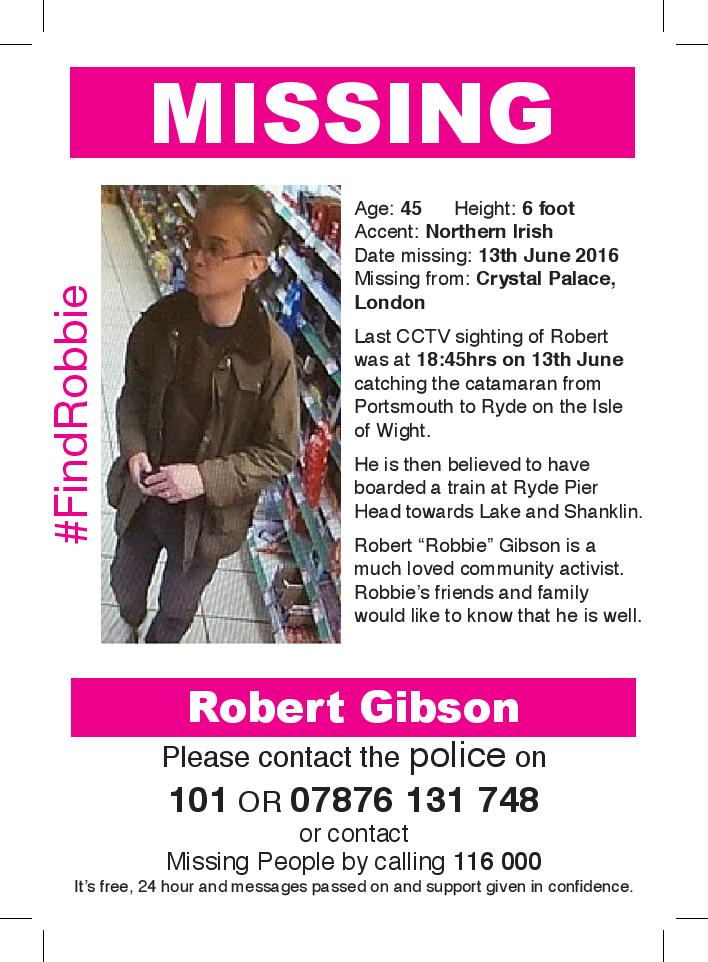 JoeDugg's tweet photo. #findrobbie 5 months missing but not forgotten: Robbie Gibson
https://t.co/rIRl1S7W46 @CrystalPalaceTT @CPFoodMarket #IsleofWight #iwnews https://t.co/dhZ7cCJTf3