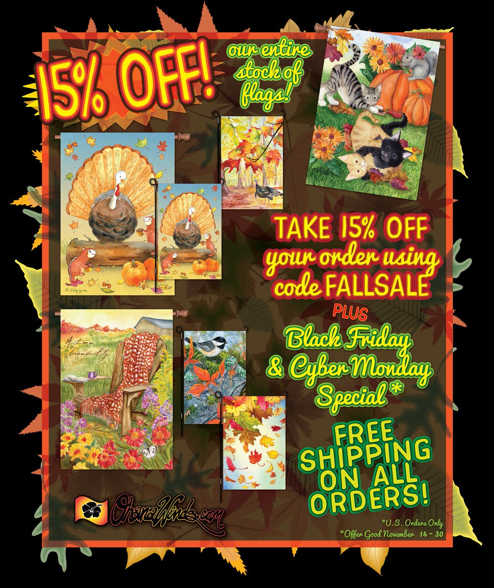 OhanaWinds's tweet photo. #BlackFriday &amp; #CyberMonday Special Deal #gardenflags #homedecor 
#FreeShipping ON ALL ORDERS!! #blackfridaydeals #gardenflags https://t.co/GhgQTUB6bp