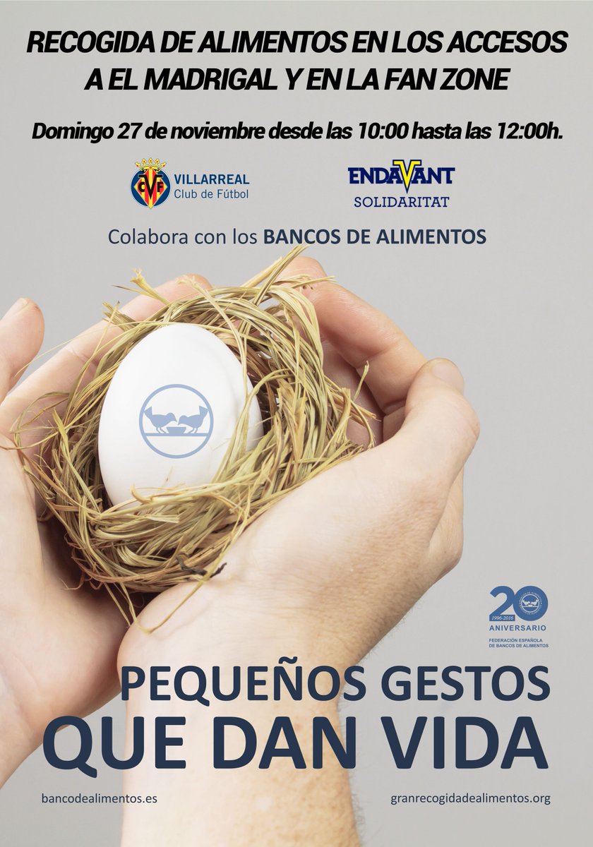 VillarrealCF's tweet photo. #Endavant | Ya puede comprar tu entrada ante el @Alaves con #GradaSolidaria y ayudar al Banco de Alimentos 🐡🍅🍗: https://t.co/YFoVRGFsx1 https://t.co/E19wr84Jjl