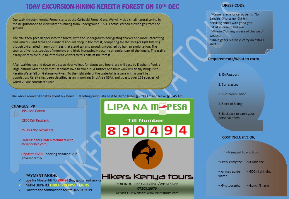 HikersKenya's tweet photo. Welcome all to our next event on 10th Dec 2016 contact us for more details https://t.co/YSGL06zdQi