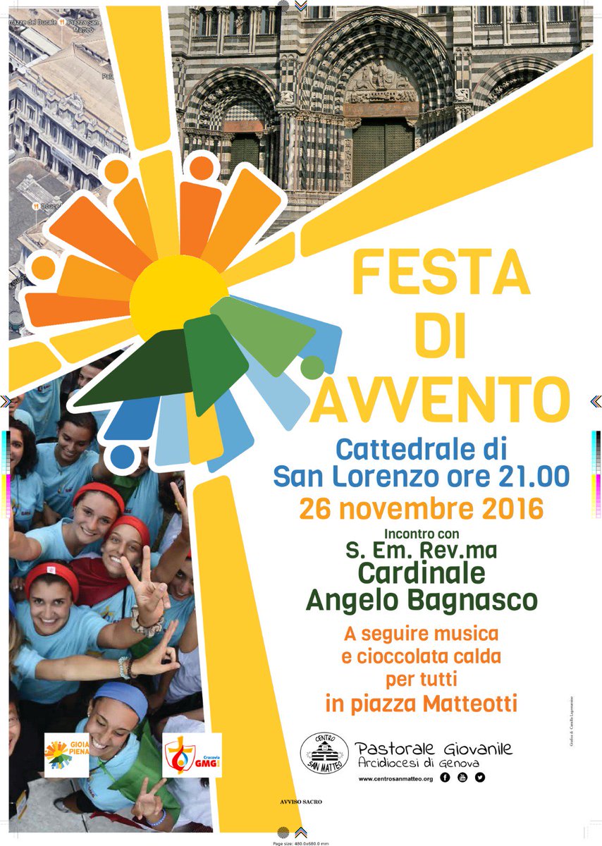 PastGiovGe's tweet photo. Sabato 26 novembre festa di #avvento h21 cattedrale san Lorenzo con card.Bagnasco #genova #gioiapiena @IlCittadinoGe https://t.co/lQujUp6YI2