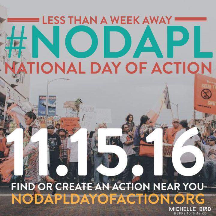 Tomorrow 11/15 is the #NoDAPL National Day of Action. Find out where you can #StandWithStandingRock! nodapldayofaction.org