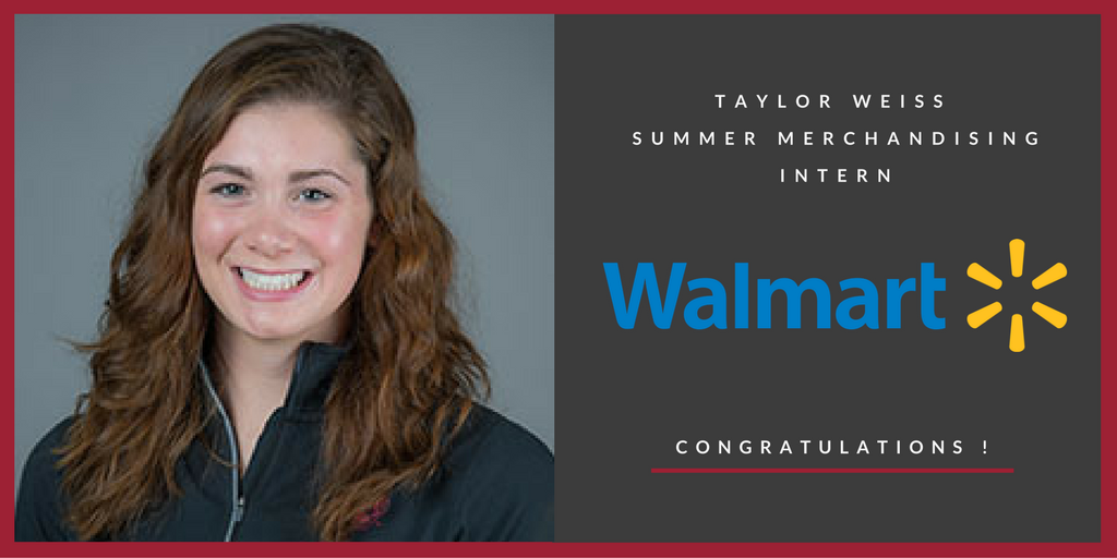 RazorbackSADev's tweet photo. Congratulations to @RazorbackSD Taylor Weiss for being selected as a 2017 @Walmart Summer Merchandising Intern! #razorback100 https://t.co/BF8HZ5PlBR