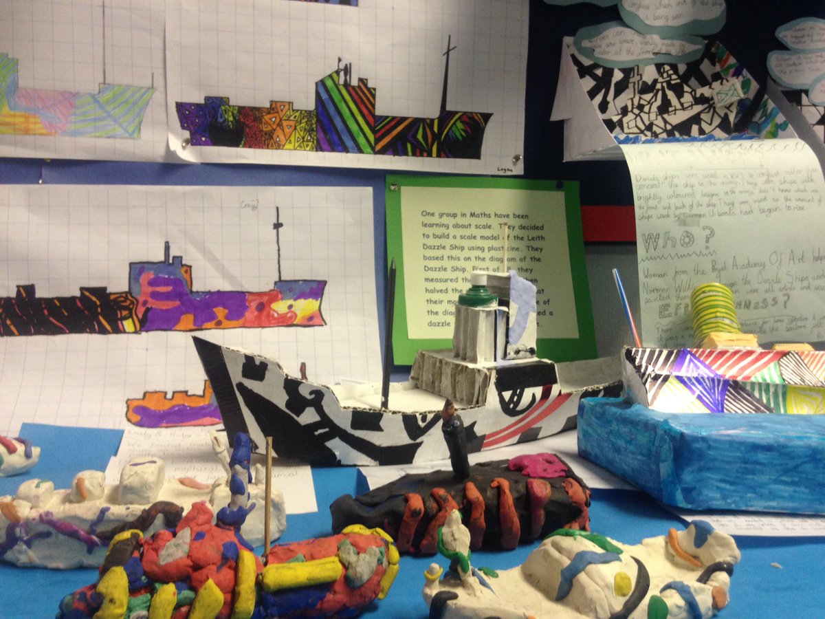 helena_barrett's tweet photo. Gr8 end to project with Hermitage Park PS with #dazzle poppy display #remembranceday #dazzleship visit #leith #leithcreative https://t.co/tbJe9gdMzb