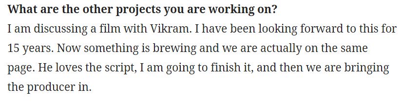 Dir #GowthamVasudevMenon about his next project with #ChiyaanVikram 💪