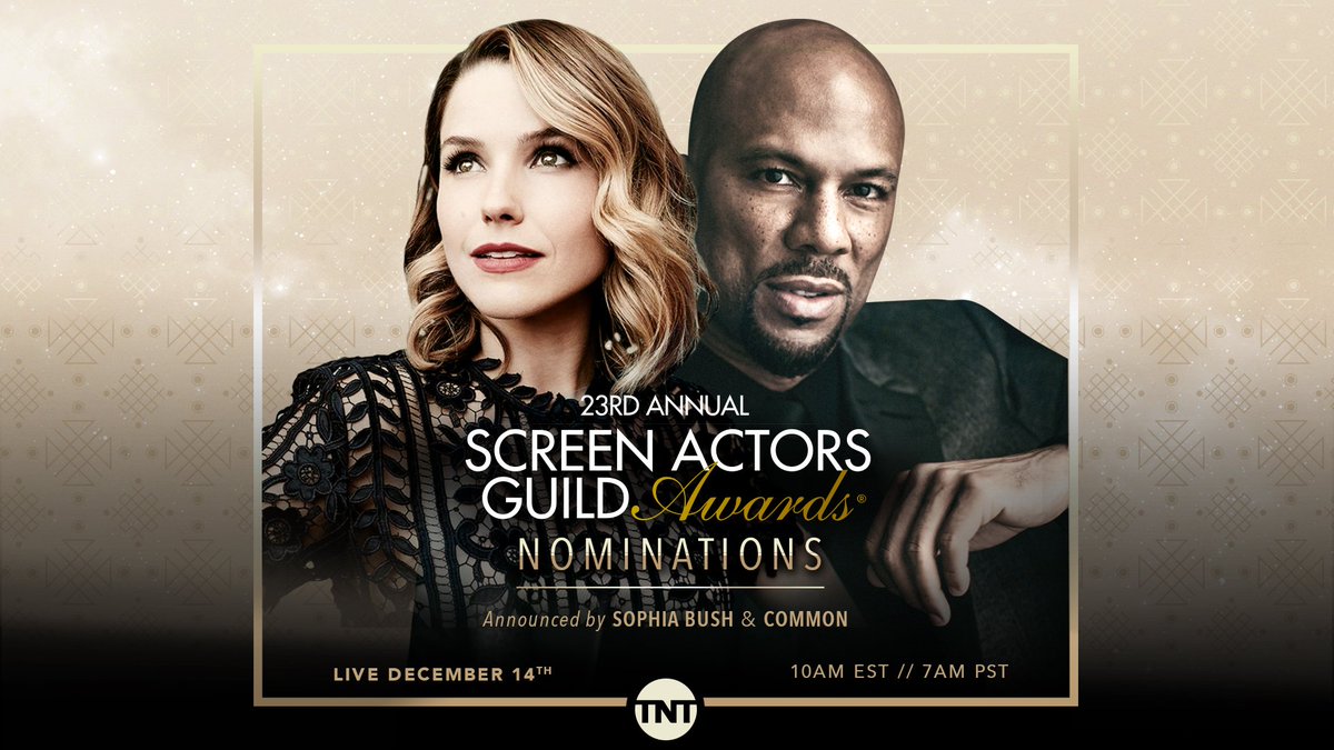 tntdrama's tweet photo. Mark your calendars! @SophiaBush &amp; @common will be announcing the @SAGAwards nominees on December 14th at 10AM EST. #SAGAwards2017 https://t.co/eUlfxvonrX